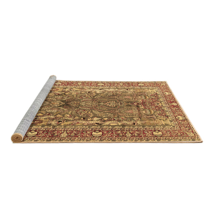 Sideview of Machine Washable Persian Brown Traditional Rug, wshtr1195brn