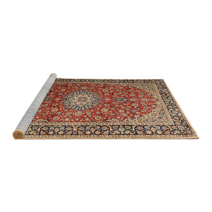 Sideview of Machine Washable Traditional Saffron Red Rug, wshtr1196