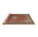 Sideview of Machine Washable Traditional Saffron Red Rug, wshtr1196