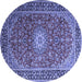 Round Medallion Blue Traditional Rug, tr1196blu