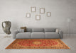 Machine Washable Medallion Orange Traditional Area Rugs in a Living Room, wshtr1196org