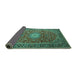 Sideview of Medallion Turquoise Traditional Rug, tr1196turq