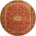 Machine Washable Medallion Orange Traditional Area Rugs, wshtr1196org