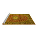 Sideview of Machine Washable Medallion Yellow Traditional Rug, wshtr1196yw