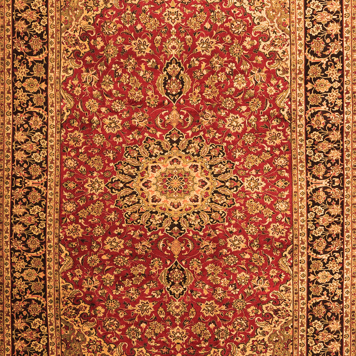 Serging Thickness of Machine Washable Medallion Orange Traditional Area Rugs, wshtr1196org