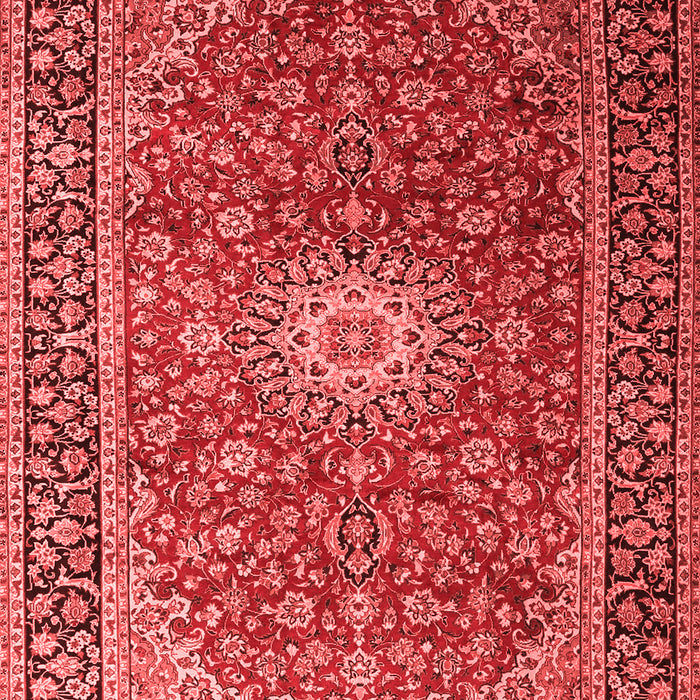 Machine Washable Medallion Red Traditional Rug, wshtr1196red