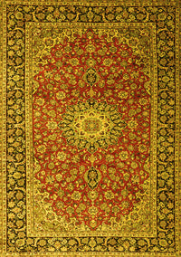 Medallion Yellow Traditional Rug, tr1196yw