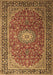 Machine Washable Medallion Brown Traditional Rug, wshtr1196brn