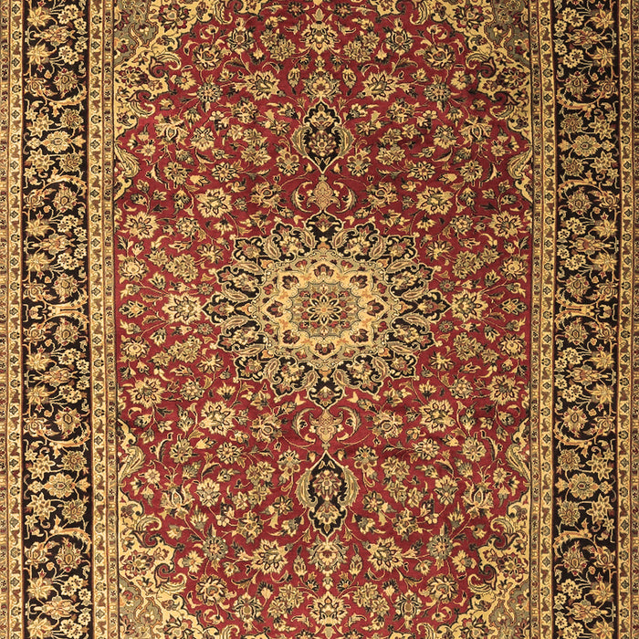 Machine Washable Medallion Brown Traditional Rug, wshtr1196brn