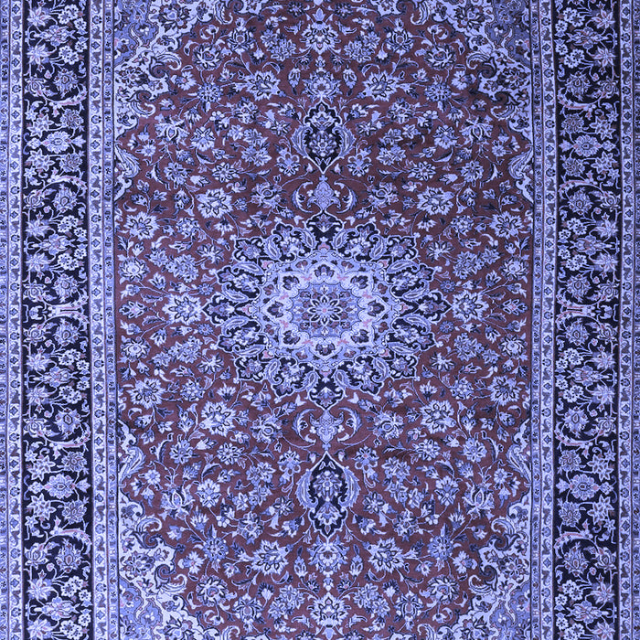 Machine Washable Medallion Blue Traditional Rug, wshtr1196blu
