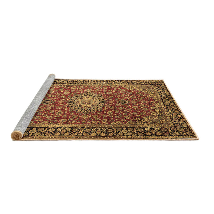 Sideview of Machine Washable Medallion Brown Traditional Rug, wshtr1196brn