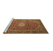 Sideview of Machine Washable Medallion Brown Traditional Rug, wshtr1196brn