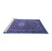 Sideview of Machine Washable Medallion Blue Traditional Rug, wshtr1196blu