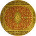 Round Medallion Yellow Traditional Rug, tr1196yw