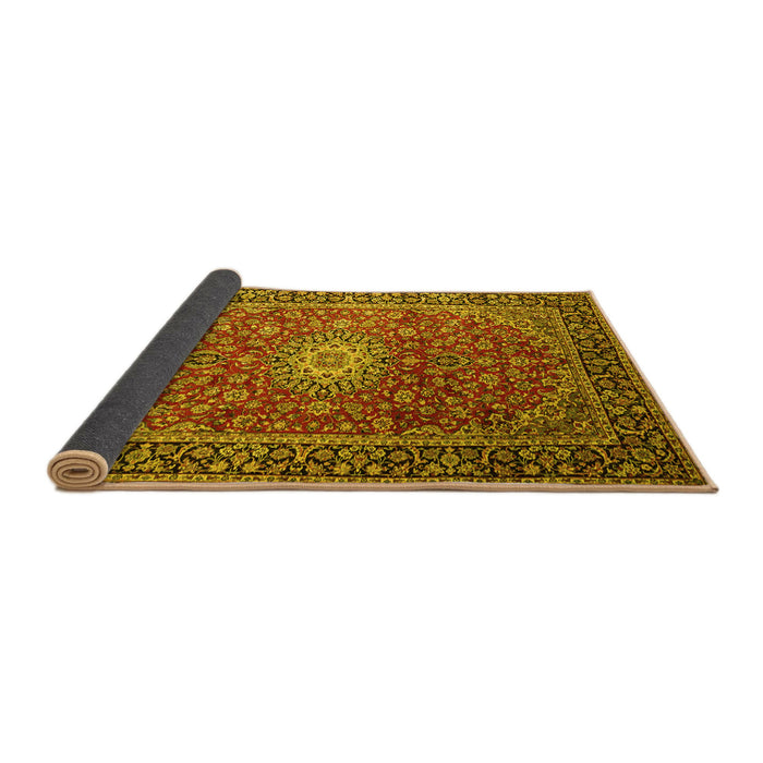 Sideview of Medallion Yellow Traditional Rug, tr1196yw