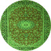 Square Medallion Green Traditional Rug, tr1196grn