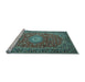 Sideview of Machine Washable Medallion Light Blue Traditional Rug, wshtr1196lblu