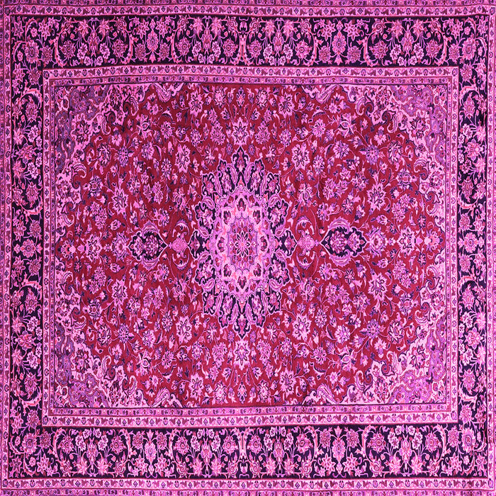 Square Machine Washable Medallion Pink Traditional Rug, wshtr1196pnk