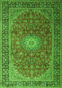 Medallion Green Traditional Rug, tr1196grn