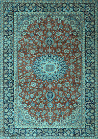 Medallion Light Blue Traditional Rug, tr1196lblu