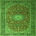 Serging Thickness of Medallion Green Traditional Rug, tr1196grn