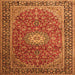 Serging Thickness of Medallion Orange Traditional Rug, tr1196org