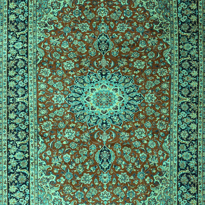 Machine Washable Medallion Turquoise Traditional Area Rugs, wshtr1196turq