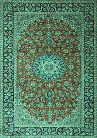 Medallion Turquoise Traditional Rug, tr1196turq