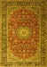 Machine Washable Medallion Yellow Traditional Rug, wshtr1196yw