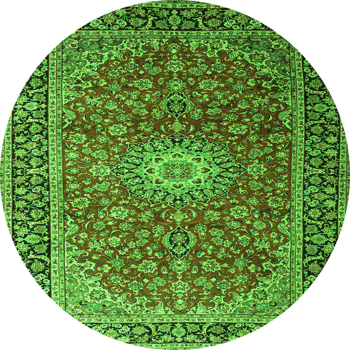 Machine Washable Medallion Green Traditional Area Rugs, wshtr1196grn