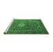 Sideview of Machine Washable Medallion Emerald Green Traditional Area Rugs, wshtr1196emgrn