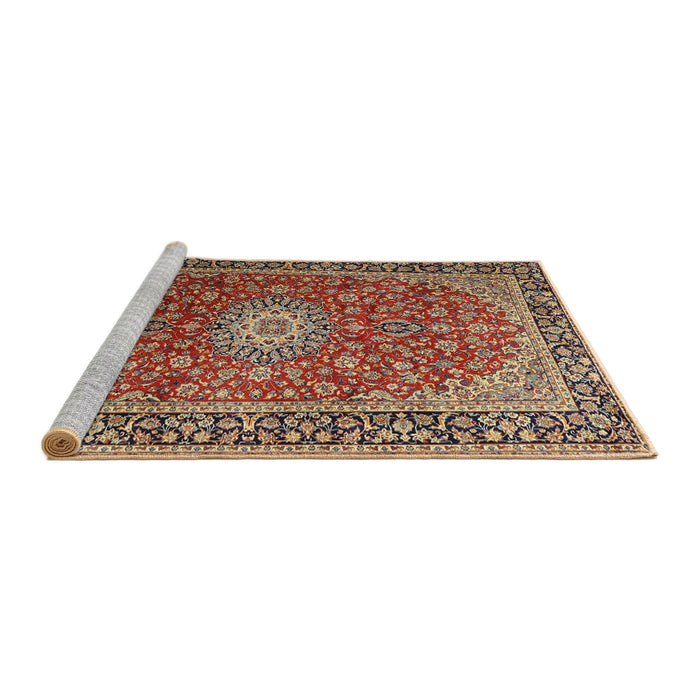 Sideview of Machine Washable Traditional Saffron Red Rug, wshtr1197