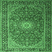 Square Medallion Emerald Green Traditional Rug, tr1197emgrn