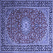 Square Medallion Blue Traditional Rug, tr1197blu