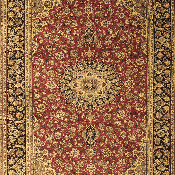 Machine Washable Medallion Brown Traditional Rug, wshtr1197brn