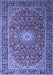 Machine Washable Medallion Blue Traditional Rug, wshtr1197blu