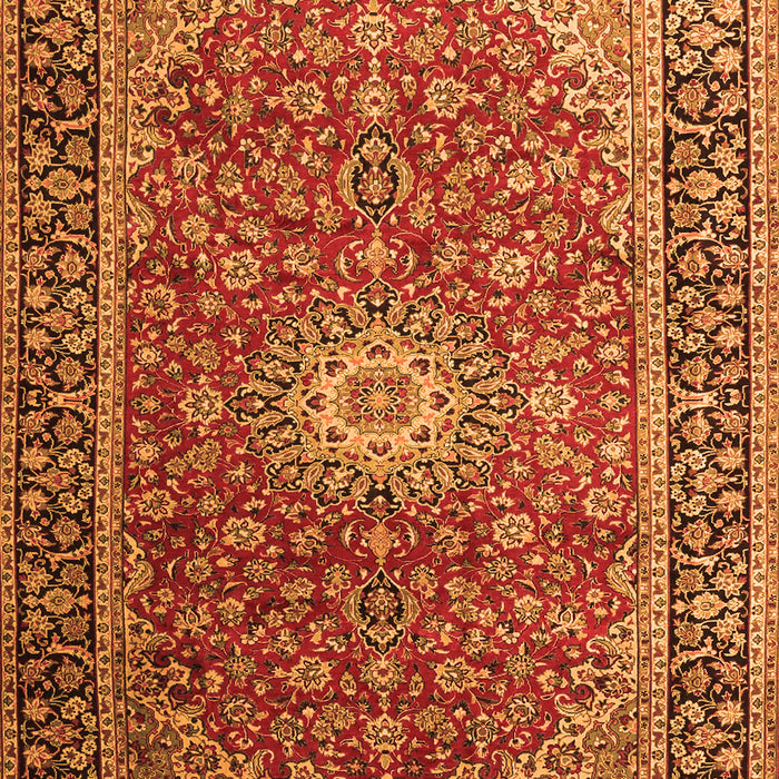 Serging Thickness of Machine Washable Medallion Orange Traditional Area Rugs, wshtr1197org