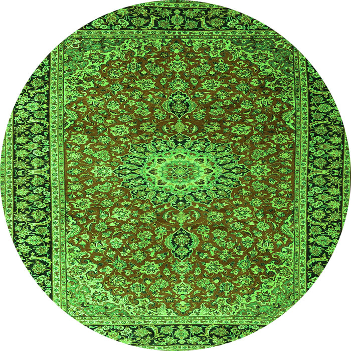 Machine Washable Medallion Green Traditional Area Rugs, wshtr1197grn