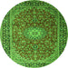 Machine Washable Medallion Green Traditional Area Rugs, wshtr1197grn