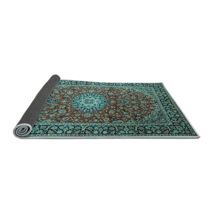 Sideview of Medallion Light Blue Traditional Rug, tr1197lblu