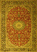 Machine Washable Medallion Yellow Traditional Rug, wshtr1197yw