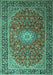 Machine Washable Medallion Turquoise Traditional Area Rugs, wshtr1197turq