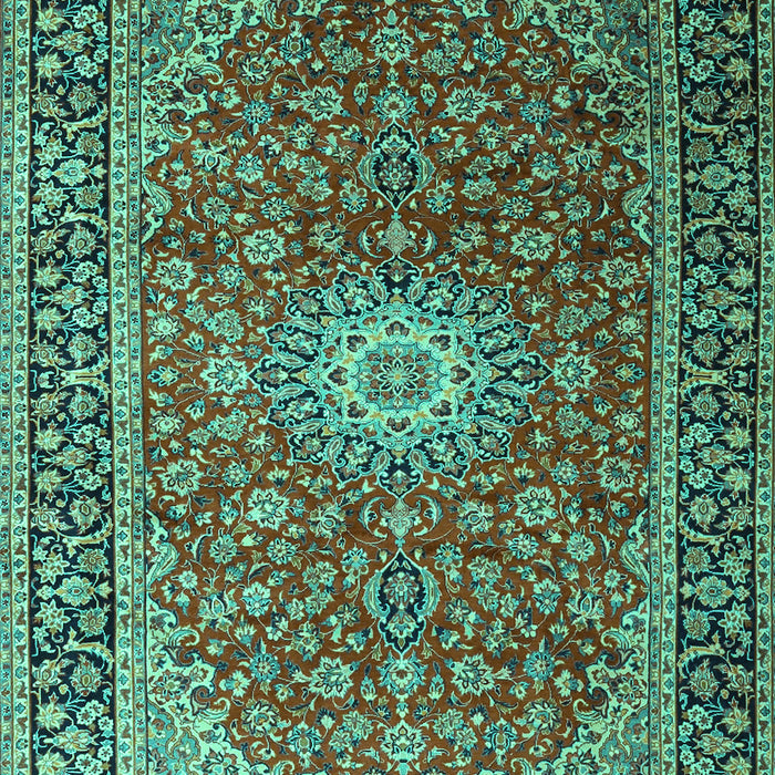 Machine Washable Medallion Turquoise Traditional Area Rugs, wshtr1197turq