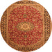 Square Medallion Orange Traditional Rug, tr1197org