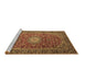 Sideview of Machine Washable Medallion Brown Traditional Rug, wshtr1197brn