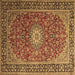 Square Medallion Brown Traditional Rug, tr1197brn