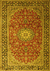 Medallion Yellow Traditional Rug, tr1197yw