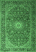 Machine Washable Medallion Emerald Green Traditional Area Rugs, wshtr1197emgrn