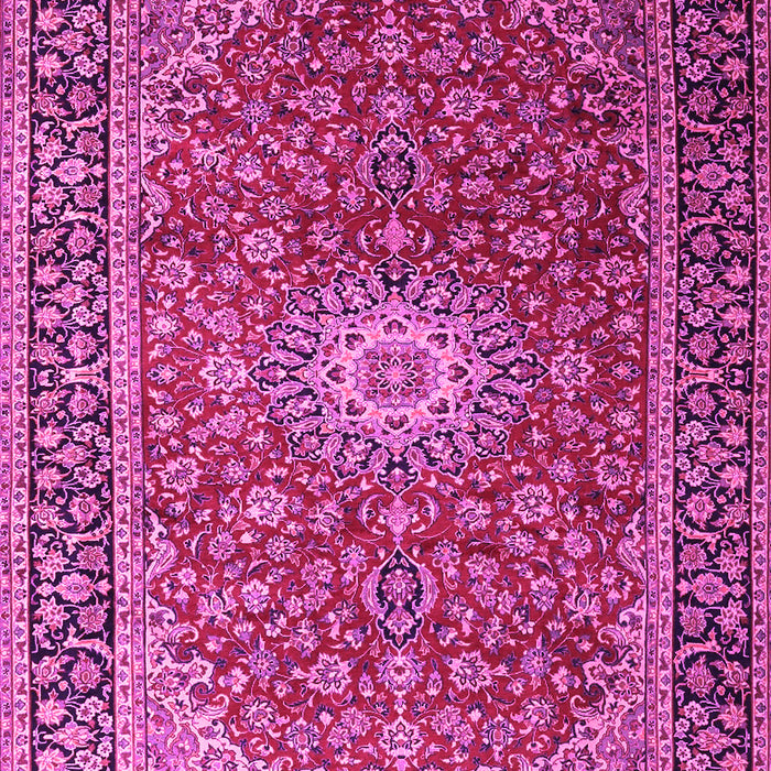 Machine Washable Medallion Pink Traditional Rug, wshtr1197pnk