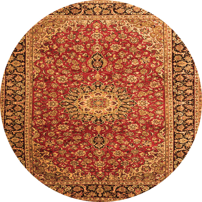 Machine Washable Medallion Orange Traditional Area Rugs, wshtr1197org